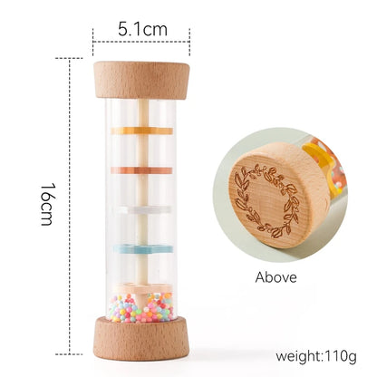 Montessori Baby Rain Stick Rainbow Hourglass Rain Music Rattle