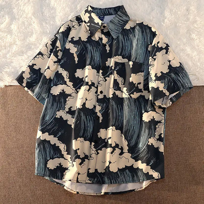 Summer Women's Shirts 2022 Surf Print Shirt Beach Outing Blouse