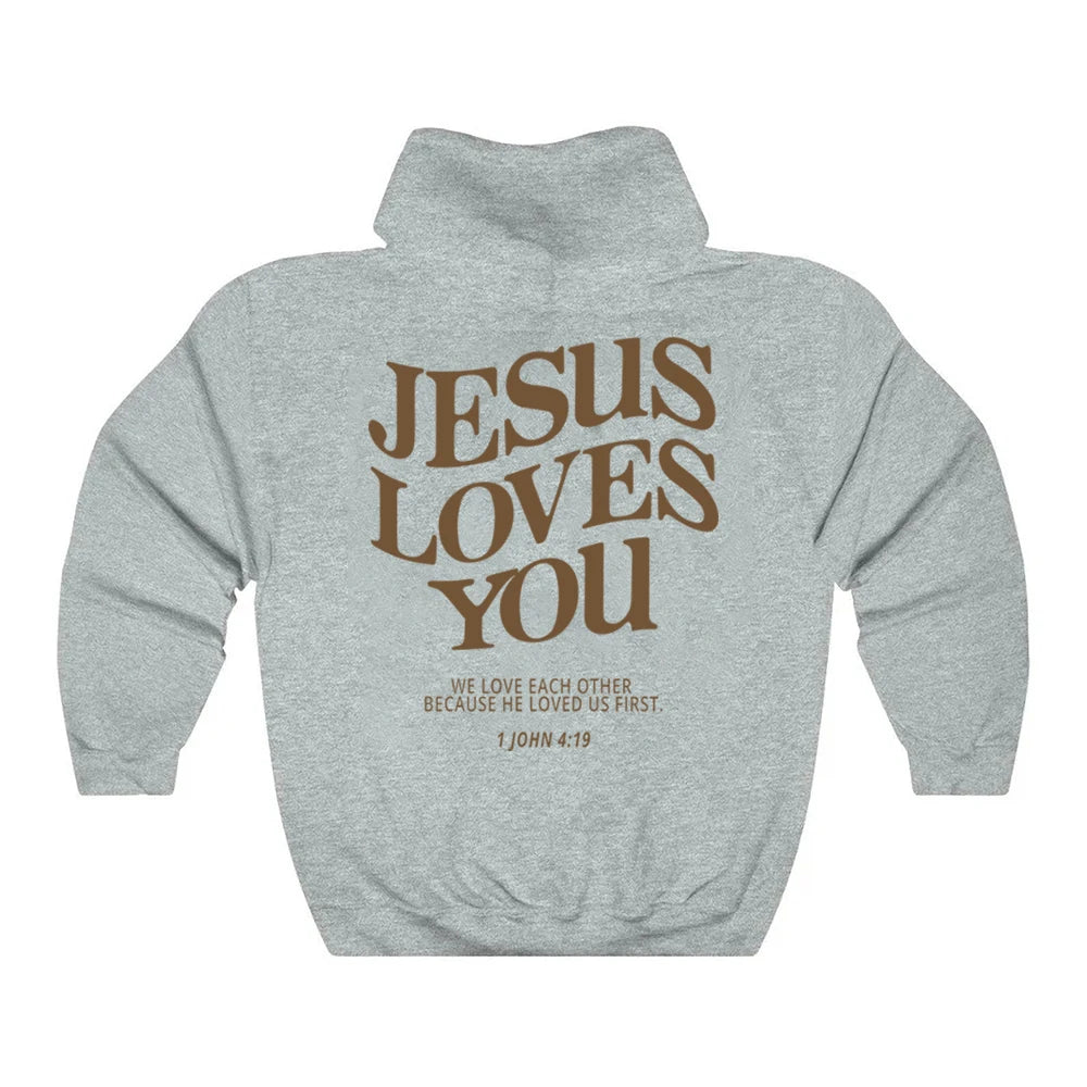 Christian Hooded Sweatshirt Jesus Pullover Bible Verse Aesthetic Clothing