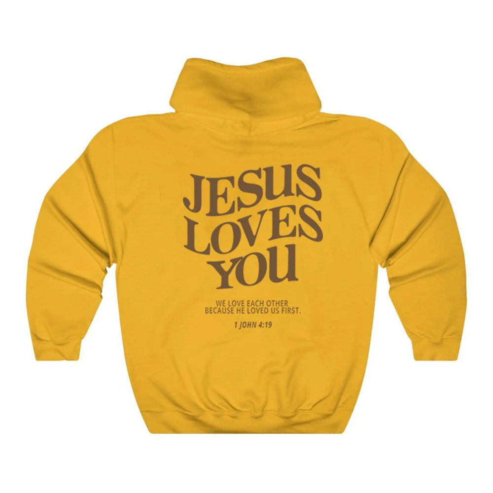 Christian Hooded Sweatshirt Jesus Pullover Bible Verse Aesthetic Clothing
