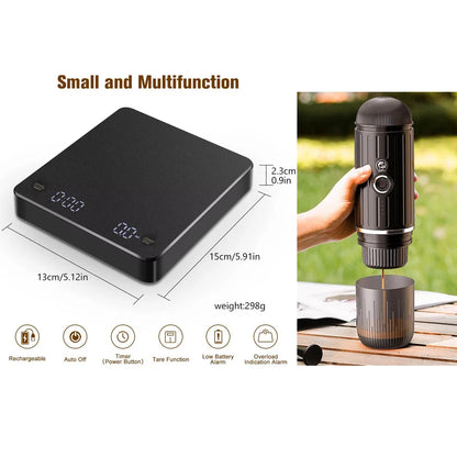 Digital Scale With Timer LED Screen Espresso USB 3kg Max.