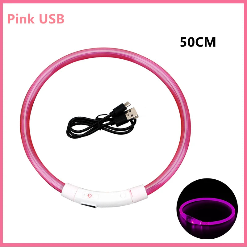 USB Rechargeable Luminous Collar Led Glowing Collar for Dogs & Cats