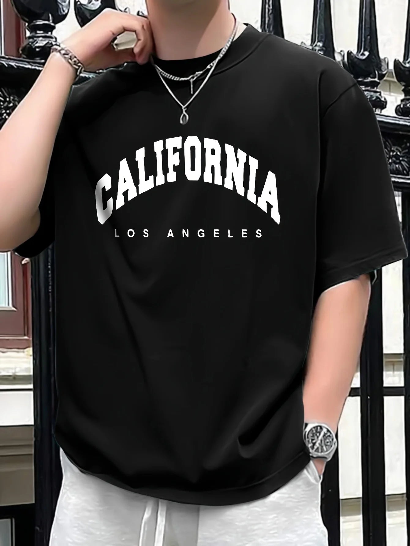 Summer Men's 100% Pure Cotton Casual Loose Fit Plus CALIFORNIA Printed Sports