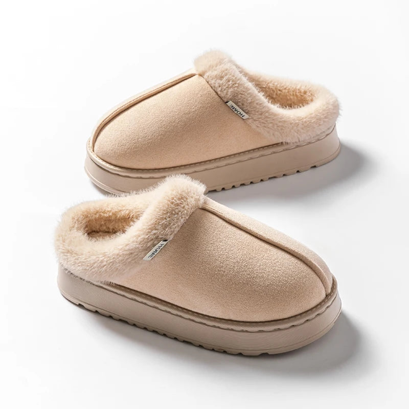 Fashion Women Fluffy Slippers for Autumn and Winter Indoor EVA Thick Sole