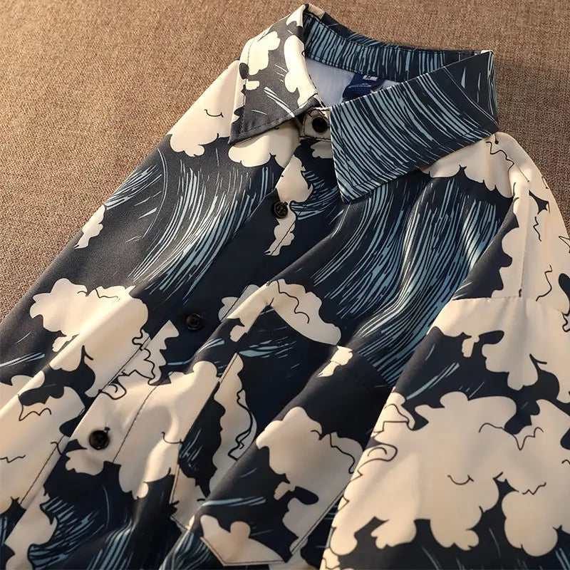 Summer Women's Shirts 2022 Surf Print Shirt Beach Outing Blouse