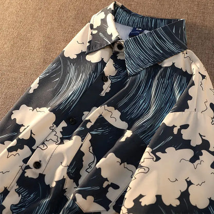 Summer Women's Shirts 2022 Surf Print Shirt Beach Outing Blouse