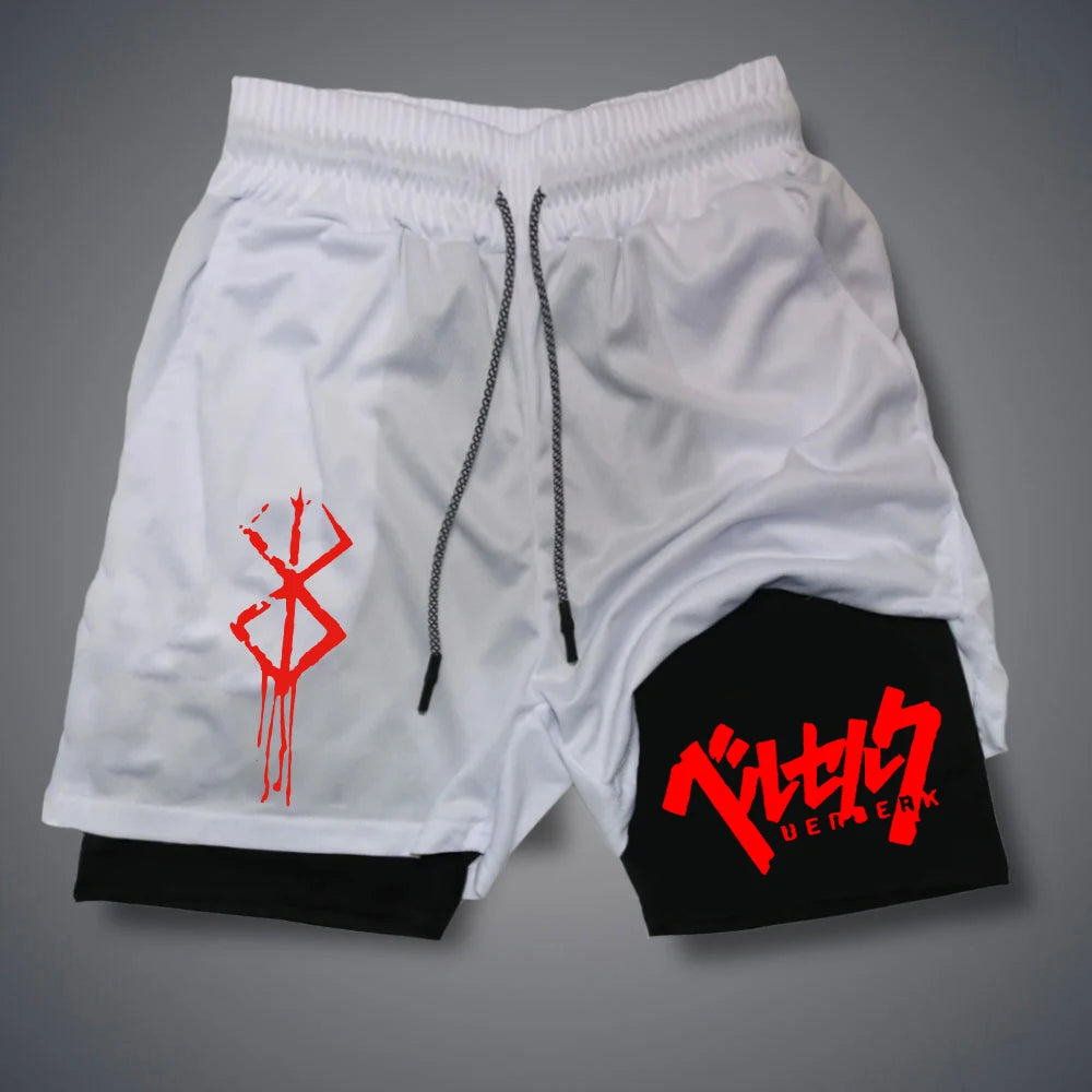 2 in 1 Compression Shorts for Men With Phone Pockets Quick Dry Activewear