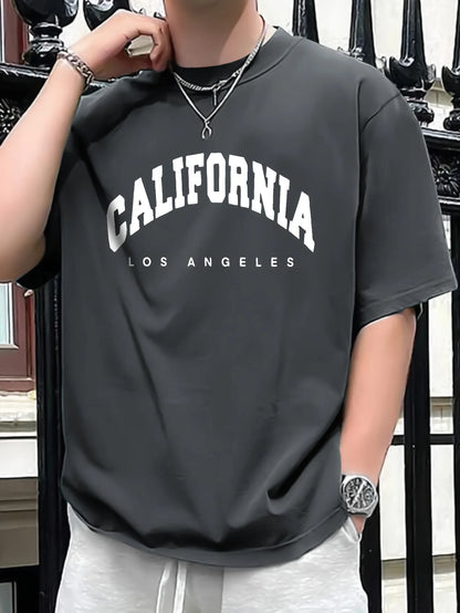 Summer Men's 100% Pure Cotton Casual Loose Fit Plus CALIFORNIA Printed Sports