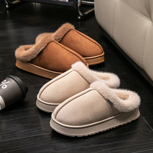 Fashion Women Fluffy Slippers for Autumn and Winter Indoor EVA Thick Sole