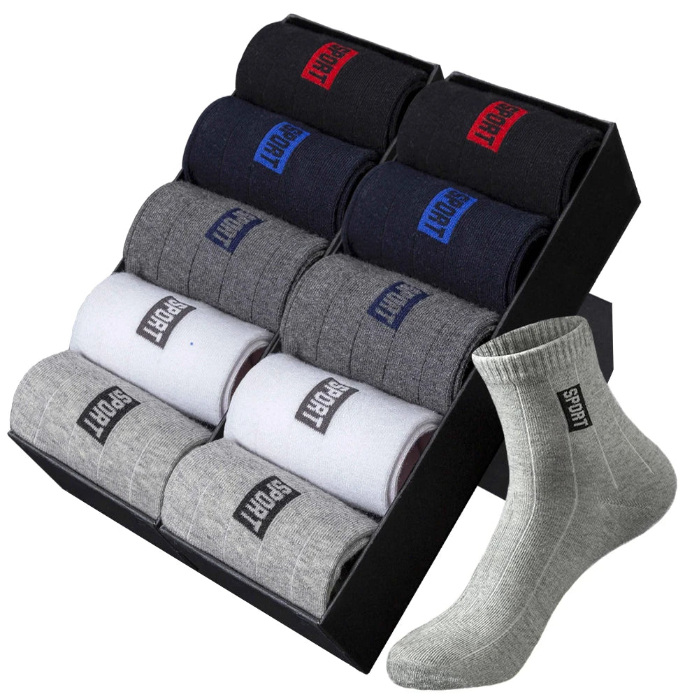 10Pairs High Quality Men Socks Cotton Breathable Sweat-Absorbent Black Socks