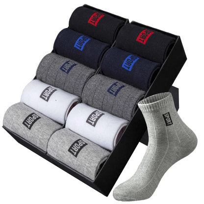 10Pairs High Quality Men Socks Cotton Breathable Sweat-Absorbent Black Socks