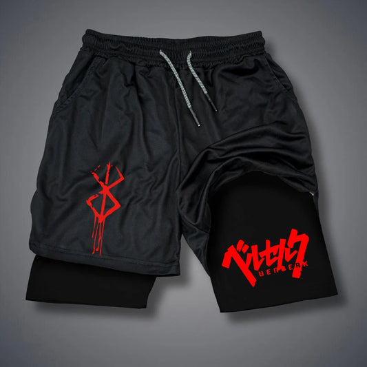 2 in 1 Compression Shorts for Men With Phone Pockets Quick Dry Activewear