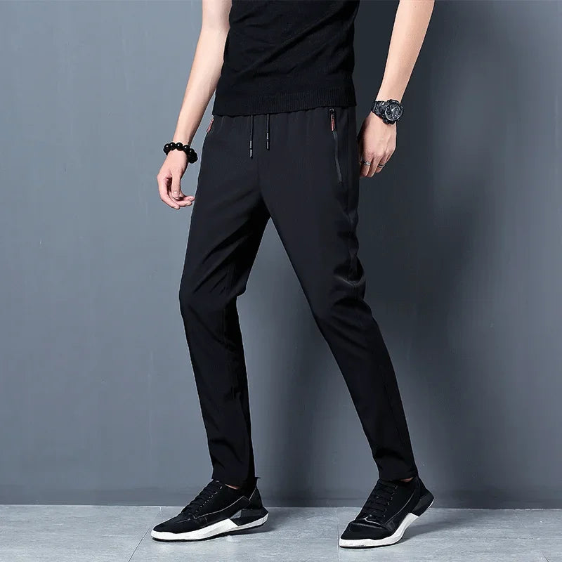 Men's Casual Pants Straight Slim Fit Elastic Waist Jogger