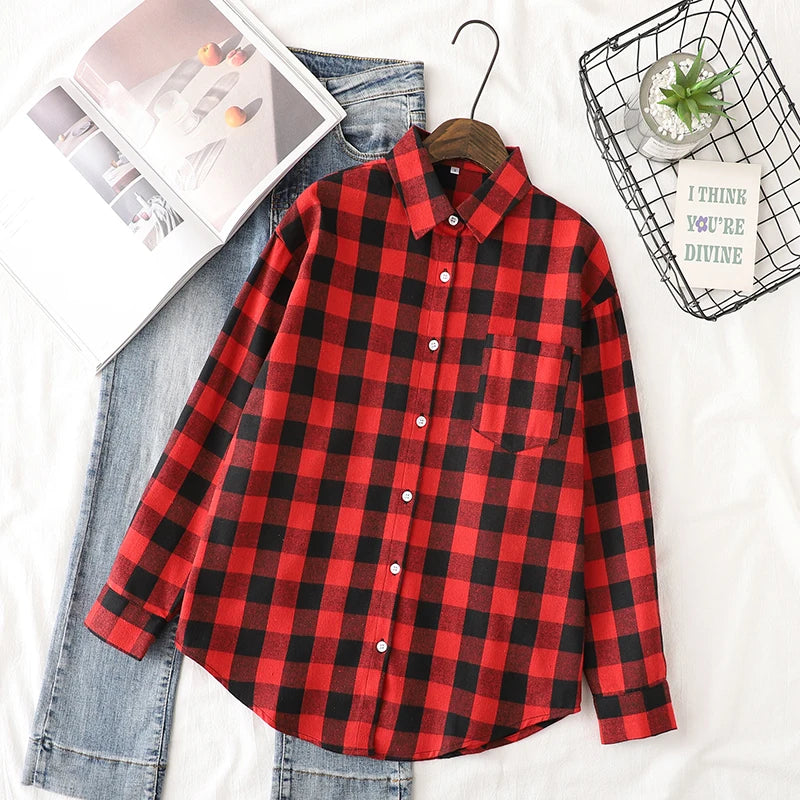 Ladies Tops Exquisite Designer Style Loose Cotton Long Sleeve Blouse
