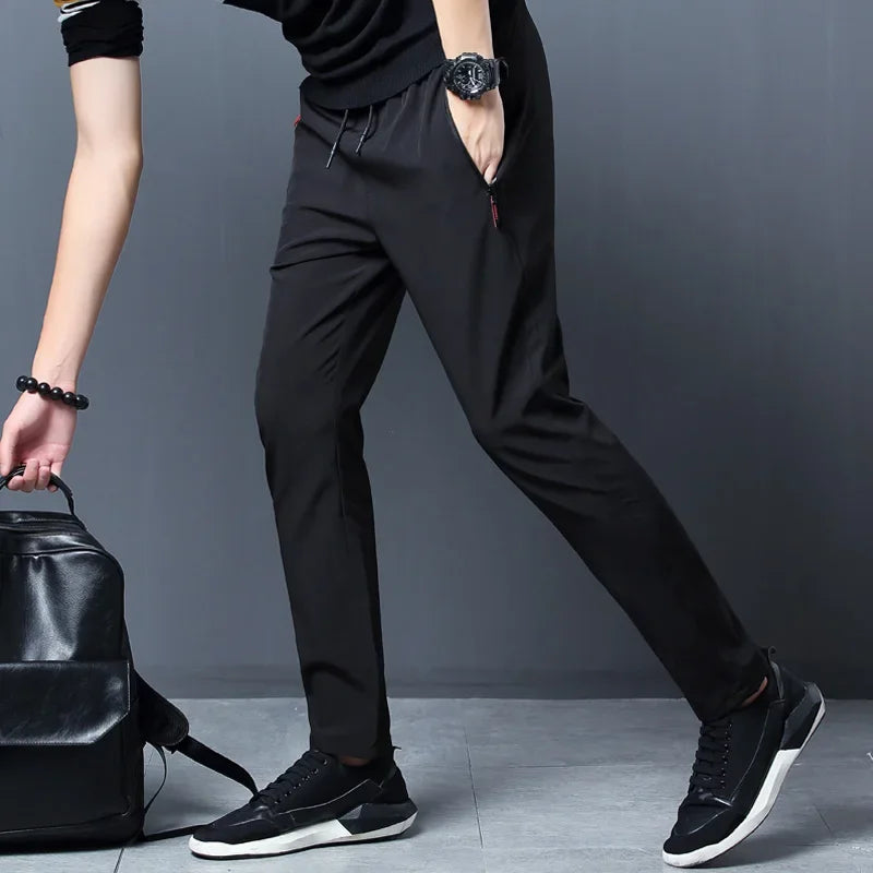 Men's Casual Pants Straight Slim Fit Elastic Waist Jogger