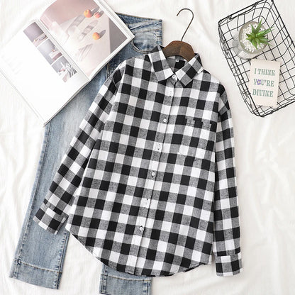 Ladies Tops Exquisite Designer Style Loose Cotton Long Sleeve Blouse