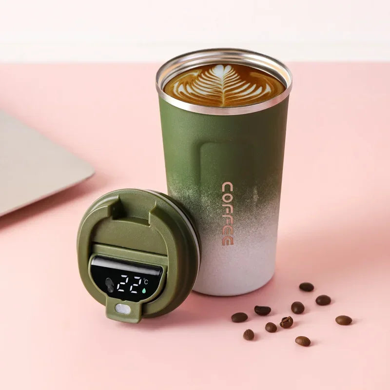 Stainless Steel Coffee Cup Temperature Display Vacuum Flask