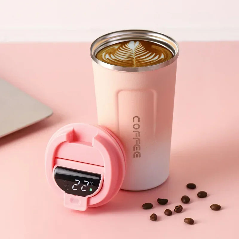 Stainless Steel Coffee Cup Temperature Display Vacuum Flask