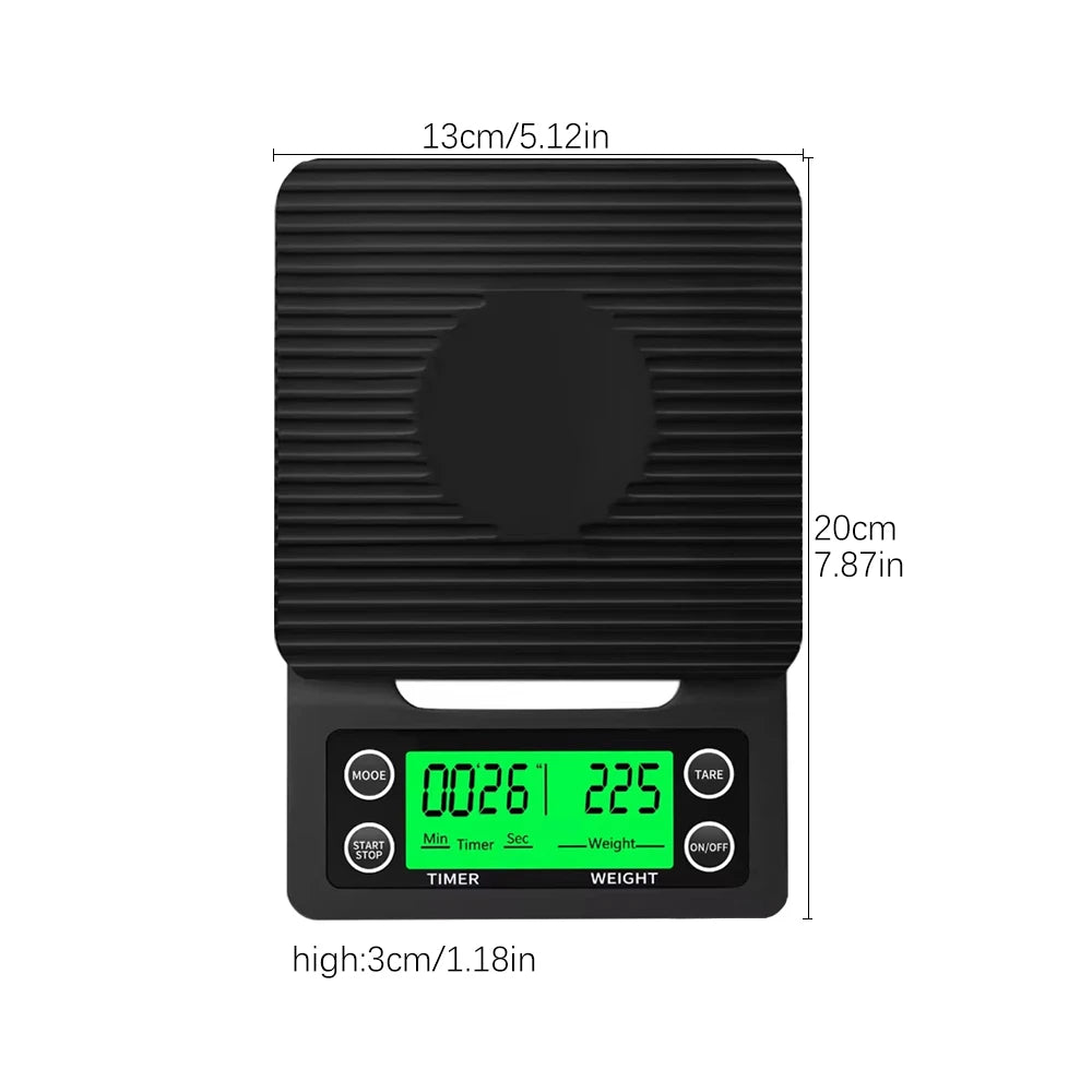 Digital Scale With Timer LED Screen Espresso USB 3kg Max.