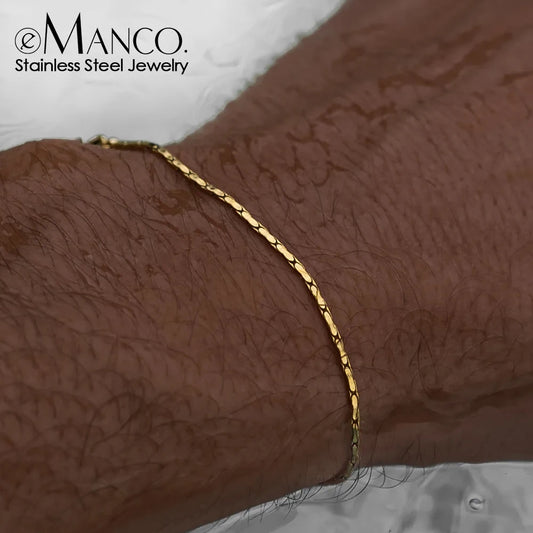 eManco Wire Chain Bracelet  Fashion Trend of New Personalized Men's  White Gold Bracelet Without Losing Color Wholesale Jewelry