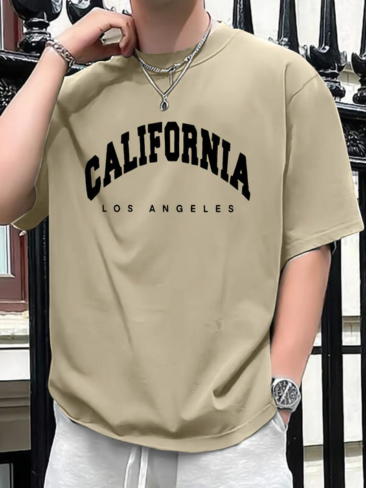 Summer Men's 100% Pure Cotton Casual Loose Fit Plus CALIFORNIA Printed Sports