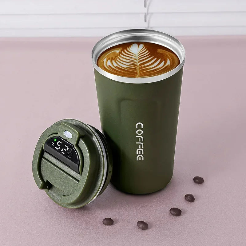 Stainless Steel Coffee Cup Temperature Display Vacuum Flask