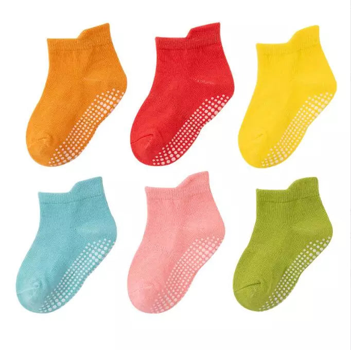6 Pairs/Lot 0 to 6 Yrs - Low Cut Floor Kid Sock With Rubber Grips Four Season