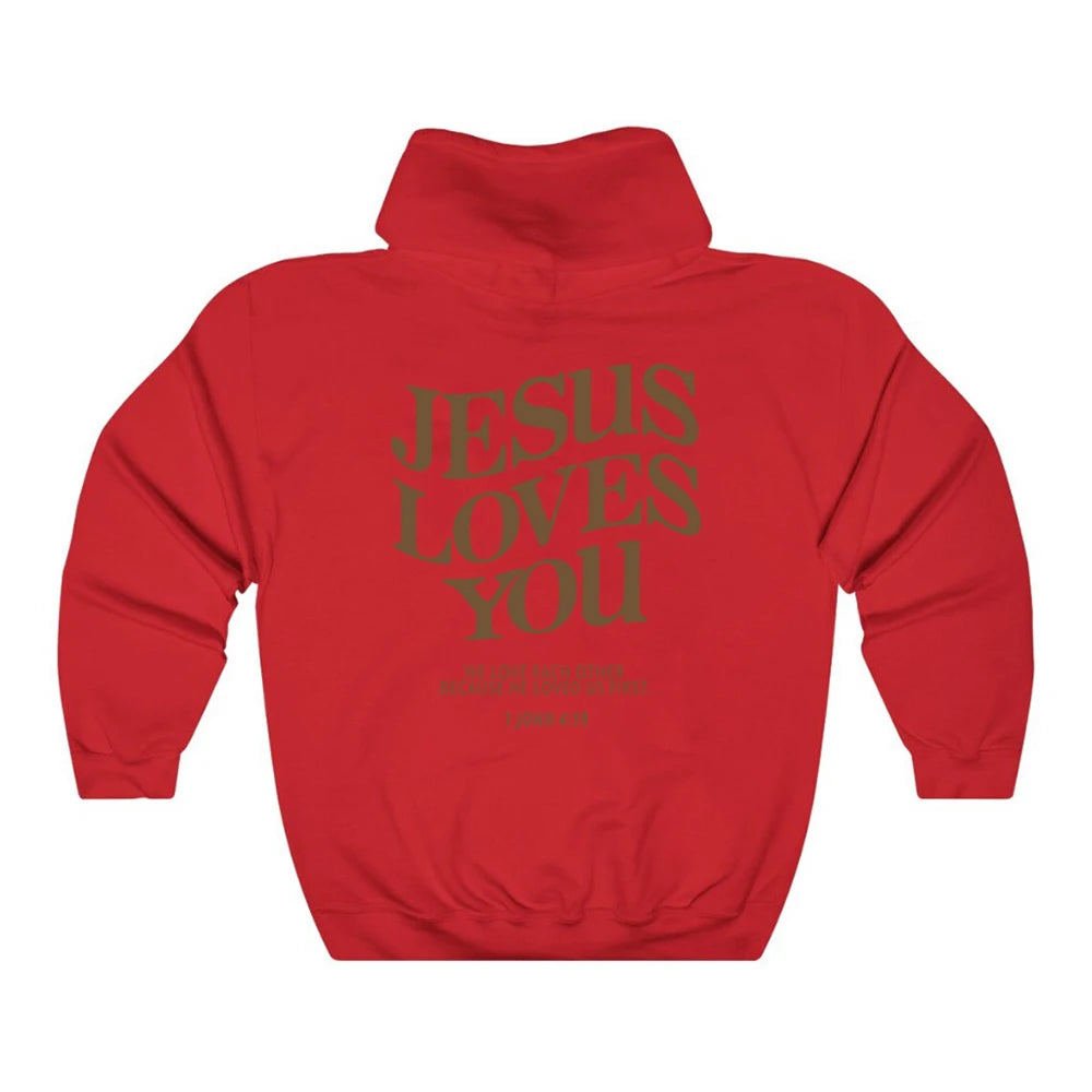 Christian Hooded Sweatshirt Jesus Pullover Bible Verse Aesthetic Clothing