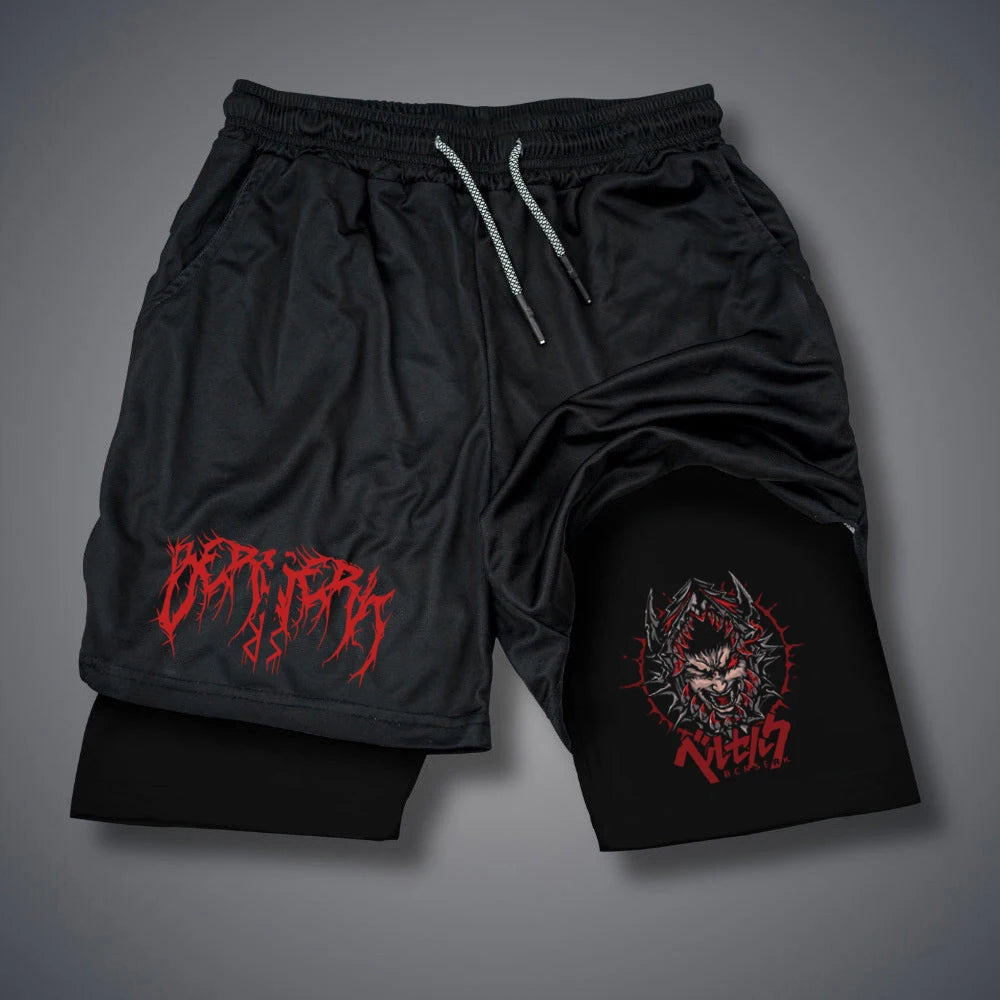 2 in 1 Compression Shorts for Men With Phone Pockets Quick Dry Activewear
