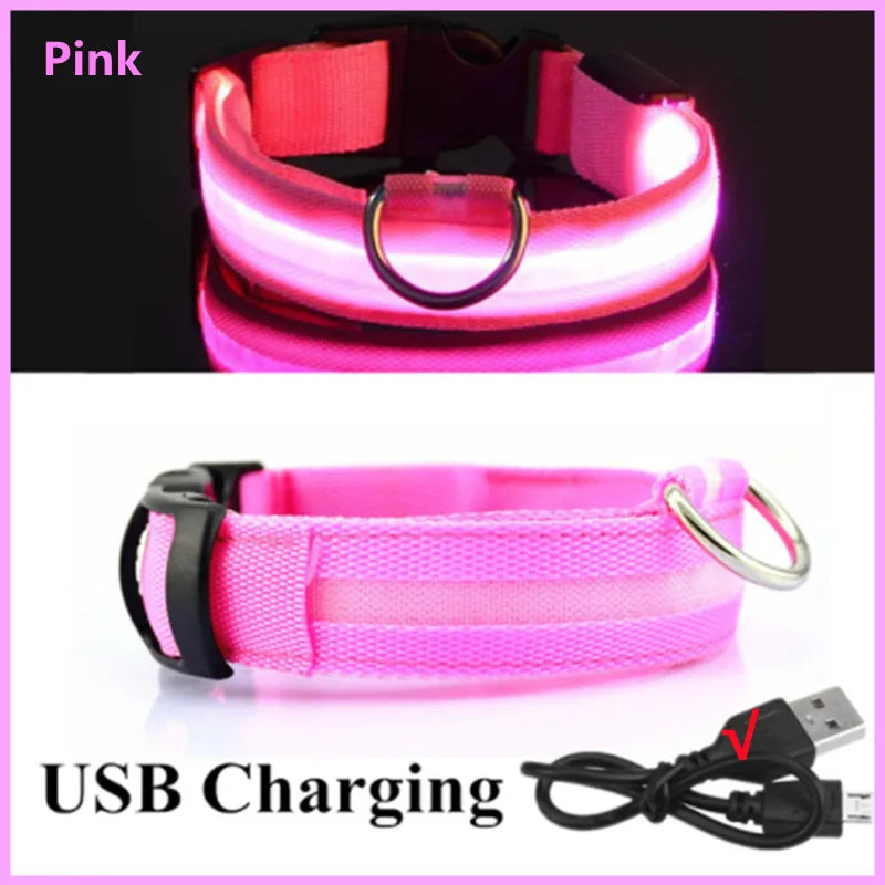 USB Rechargeable Luminous Collar Led Glowing Collar for Dogs & Cats