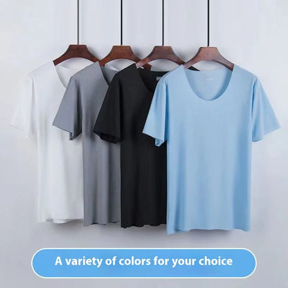 Men's Two-Piece Summer Thin Section Senior Ice Silk Feeling Round Neck casuals