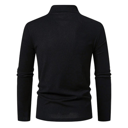 Casual Polo Shirt Men Fashion Paisley Color Block Long-Sleeve Men's New Autumn Business Polo Shirts Solid Color Hip Hop Top Tees