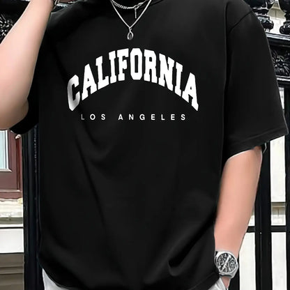 Summer Men's 100% Pure Cotton Casual Loose Fit Plus CALIFORNIA Printed Sports