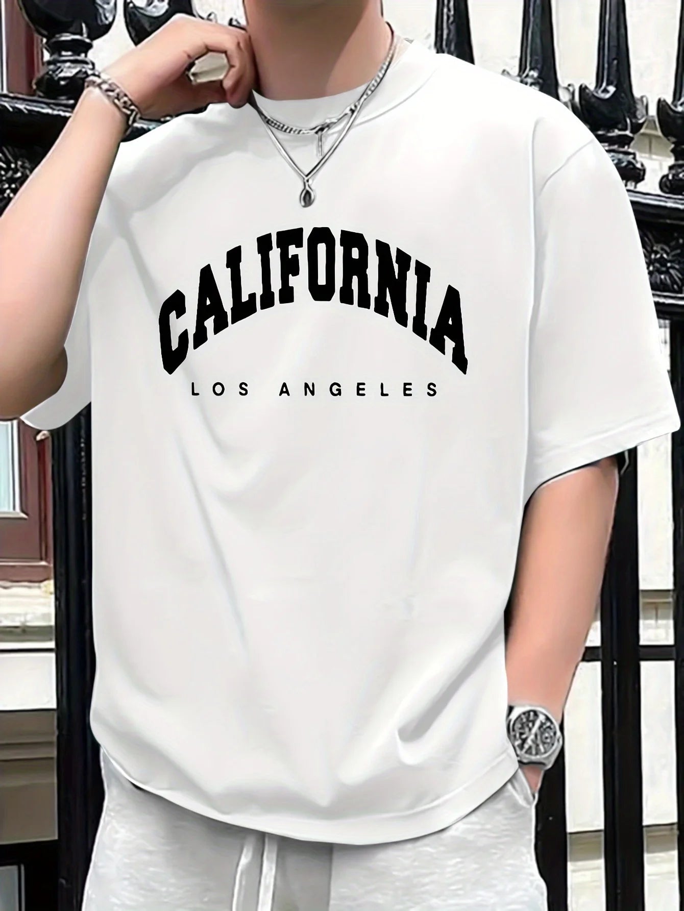 Summer Men's 100% Pure Cotton Casual Loose Fit Plus CALIFORNIA Printed Sports