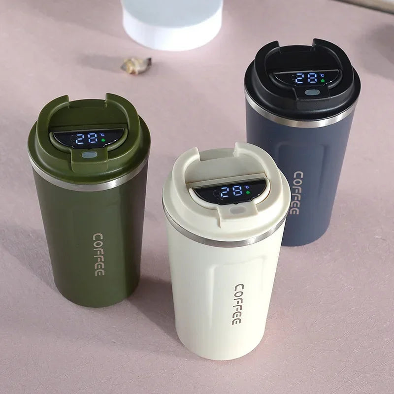 Stainless Steel Coffee Cup Temperature Display Vacuum Flask