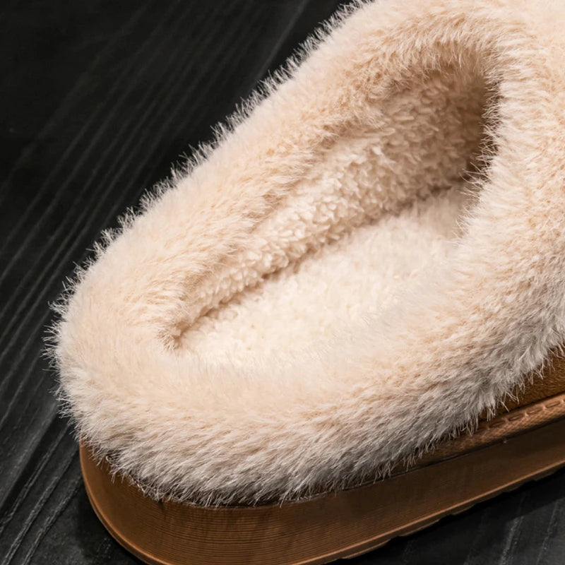 Fashion Women Fluffy Slippers for Autumn and Winter Indoor EVA Thick Sole