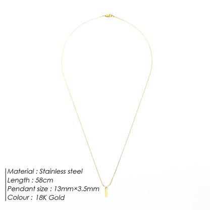 eManco Square Pendant Necklace Simple Fashion New  White Gold Stainless Steel Collarbone Chain Does Not Lose Color Wholesale