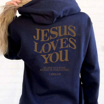 Christian Hooded Sweatshirt Jesus Pullover Bible Verse Aesthetic Clothing