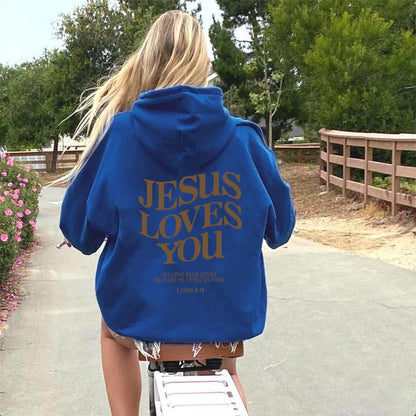 Christian Hooded Sweatshirt Jesus Pullover Bible Verse Aesthetic Clothing