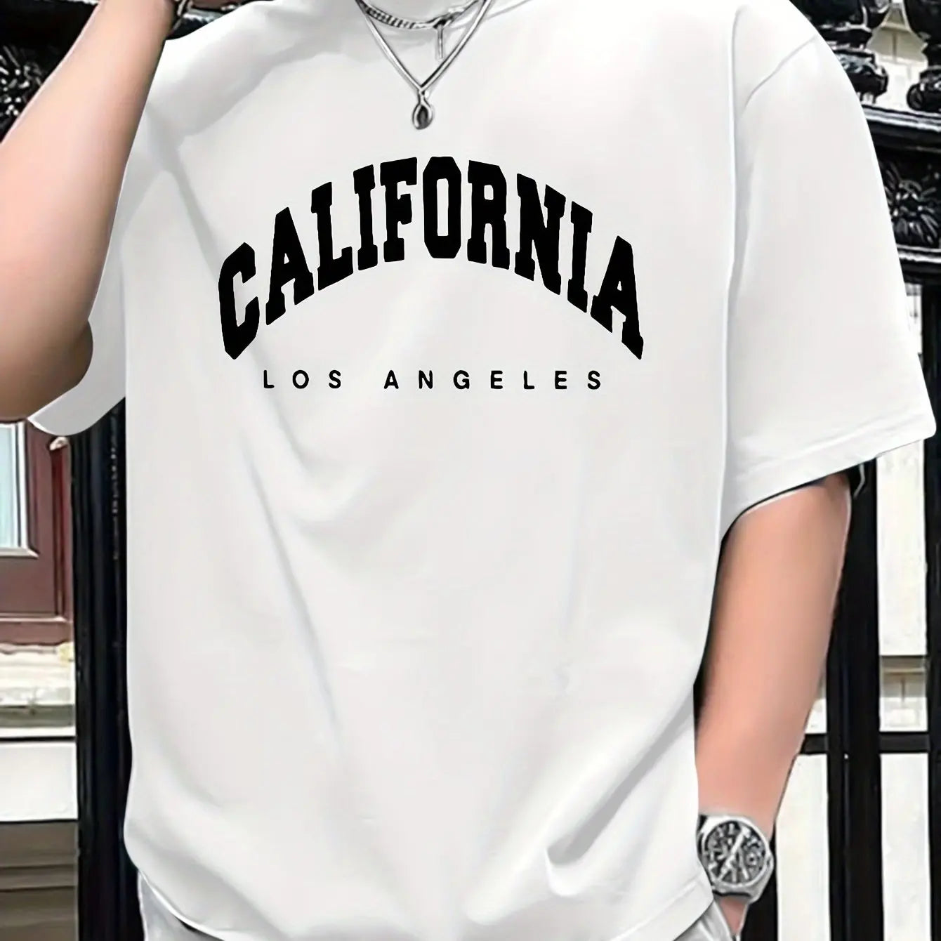 Summer Men's 100% Pure Cotton Casual Loose Fit Plus CALIFORNIA Printed Sports