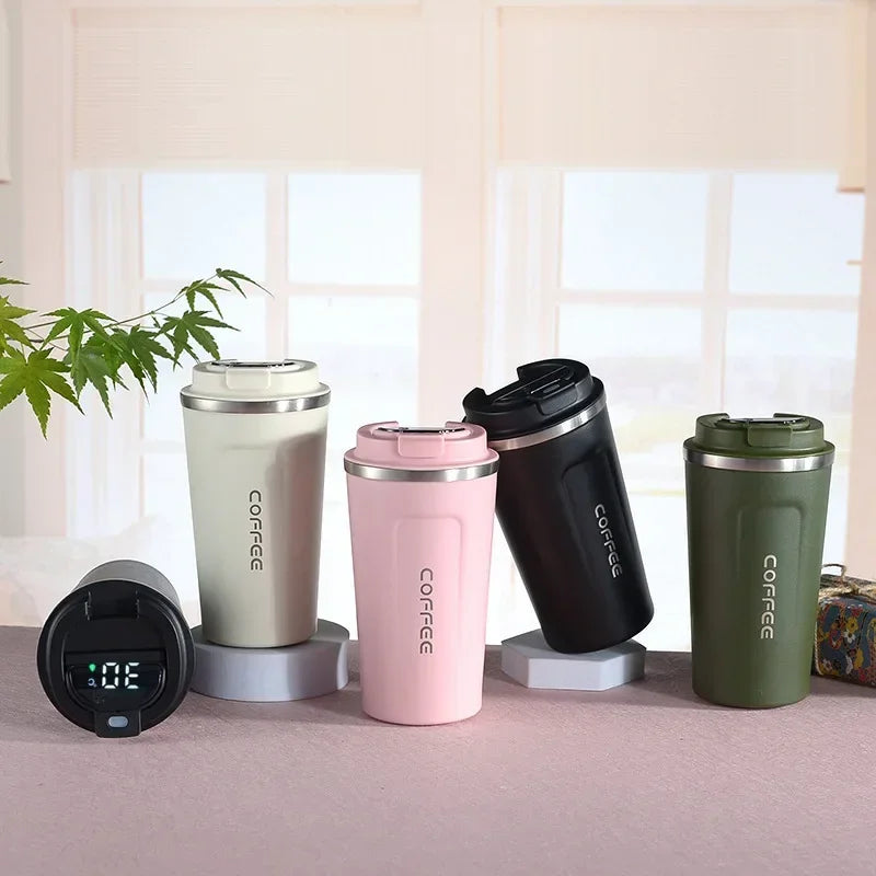 Stainless Steel Coffee Cup Temperature Display Vacuum Flask