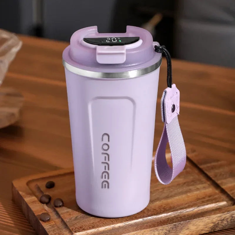 Stainless Steel Coffee Cup Temperature Display Vacuum Flask