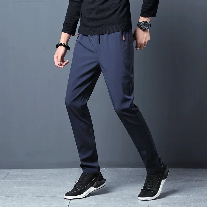 Men's Casual Pants Straight Slim Fit Elastic Waist Jogger