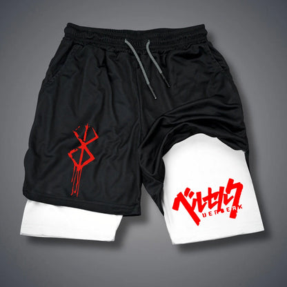 2 in 1 Compression Shorts for Men With Phone Pockets Quick Dry Activewear