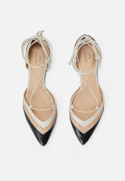 Orange Calf Leather Sandals Cereja – Women’s Summer Flat Tie-Up Shoes