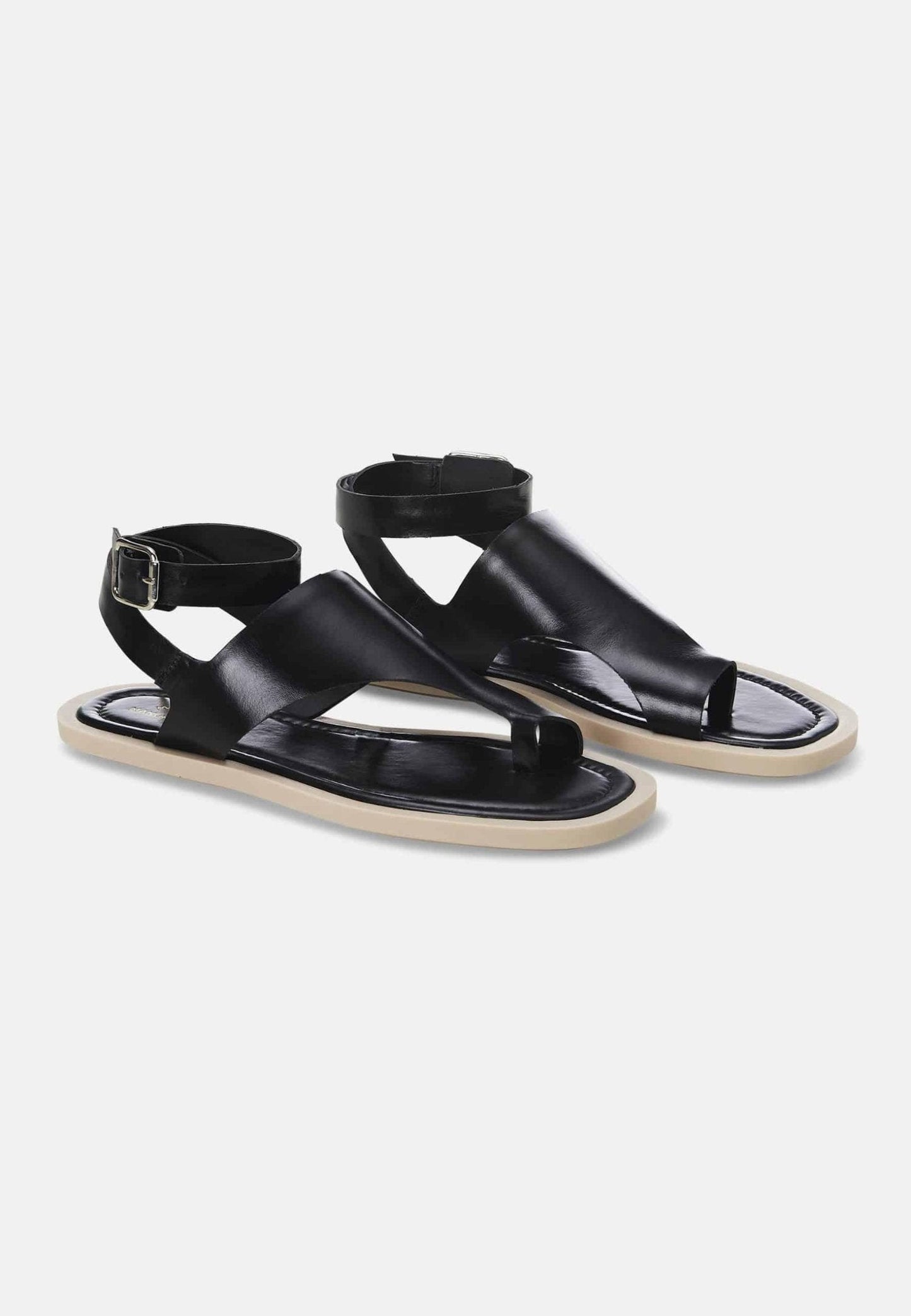 White Leather Toe-Ring Sandals – Handmade Women’s Flat Sandals