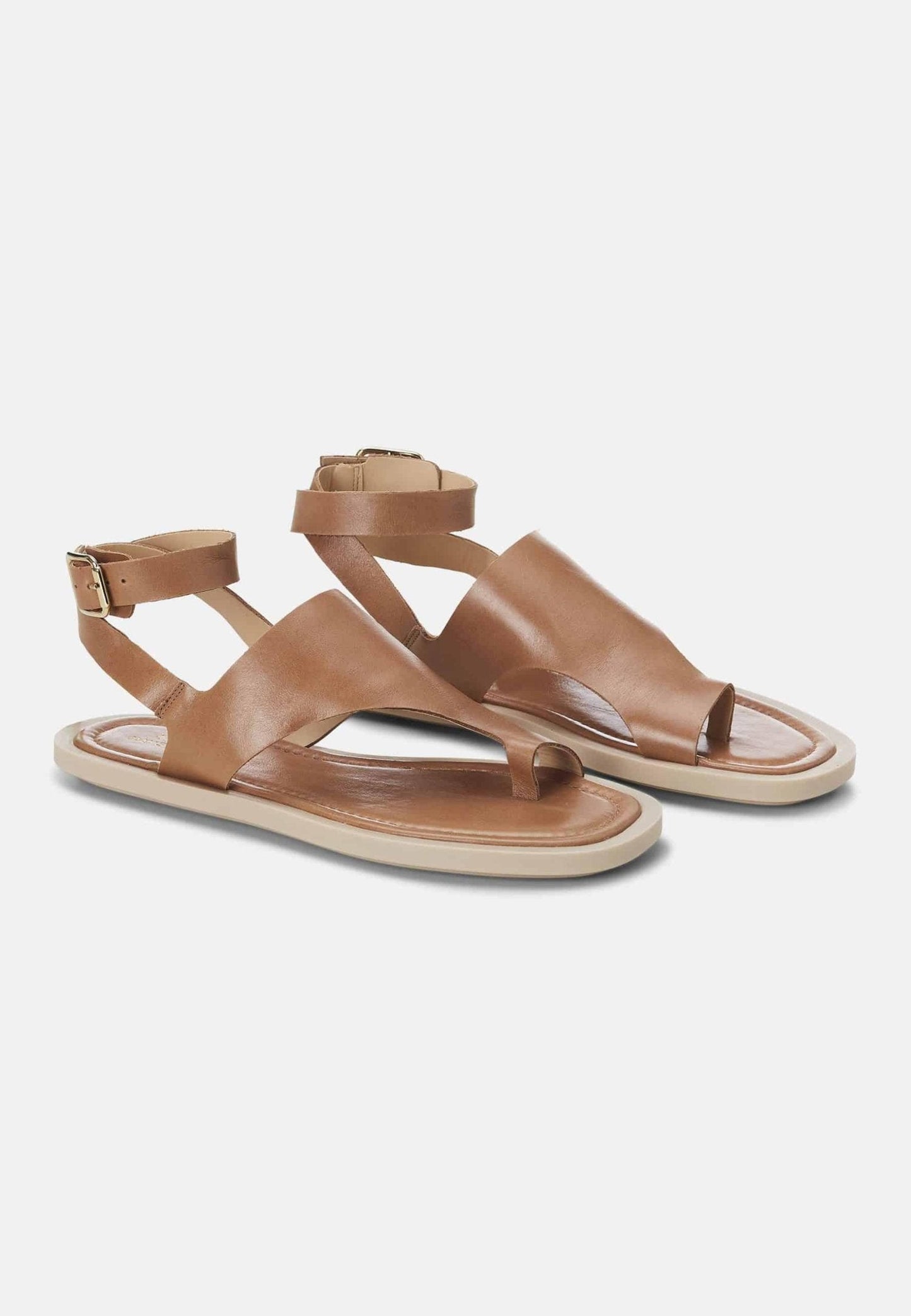 White Leather Toe-Ring Sandals – Handmade Women’s Flat Sandals